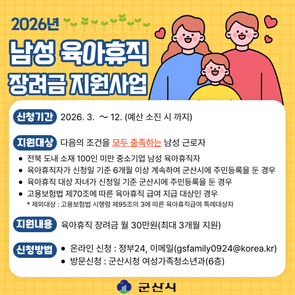 남성육아휴직장려금지원홍보(카드형)