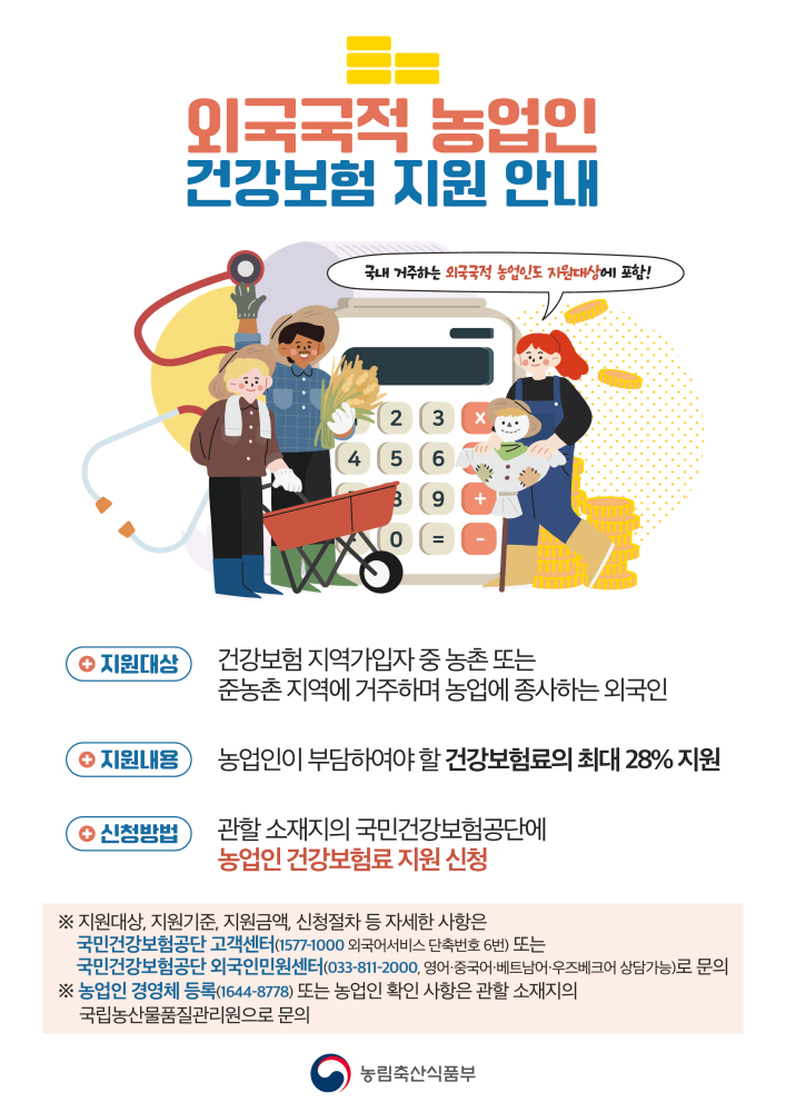 외국국적농업인건강보험료지원안내문