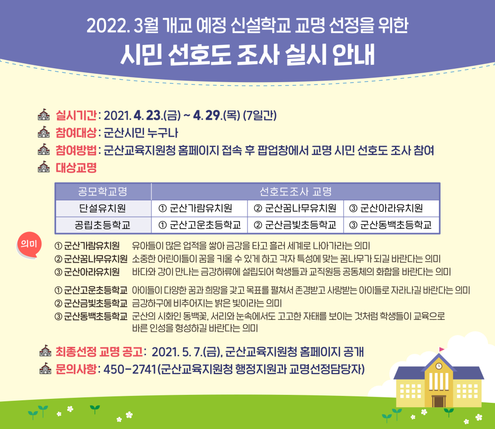 2022학년도개교예정교명시민선호도조사실시안내