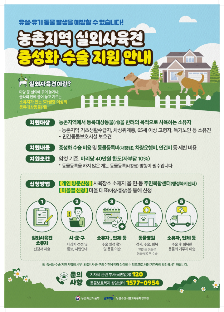 실외사육견중성화수술지원_포스터_1