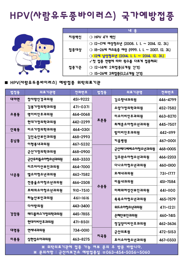 2026년HPV예방접종위탁의료기관현황